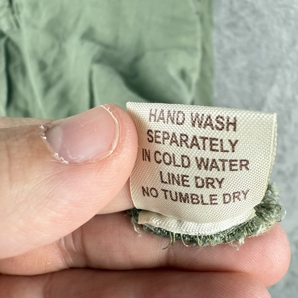 Solitaire Blouse Womens XL Button Front Top Embroidered Tencel Moss Green Boho - Picture 12 of 12